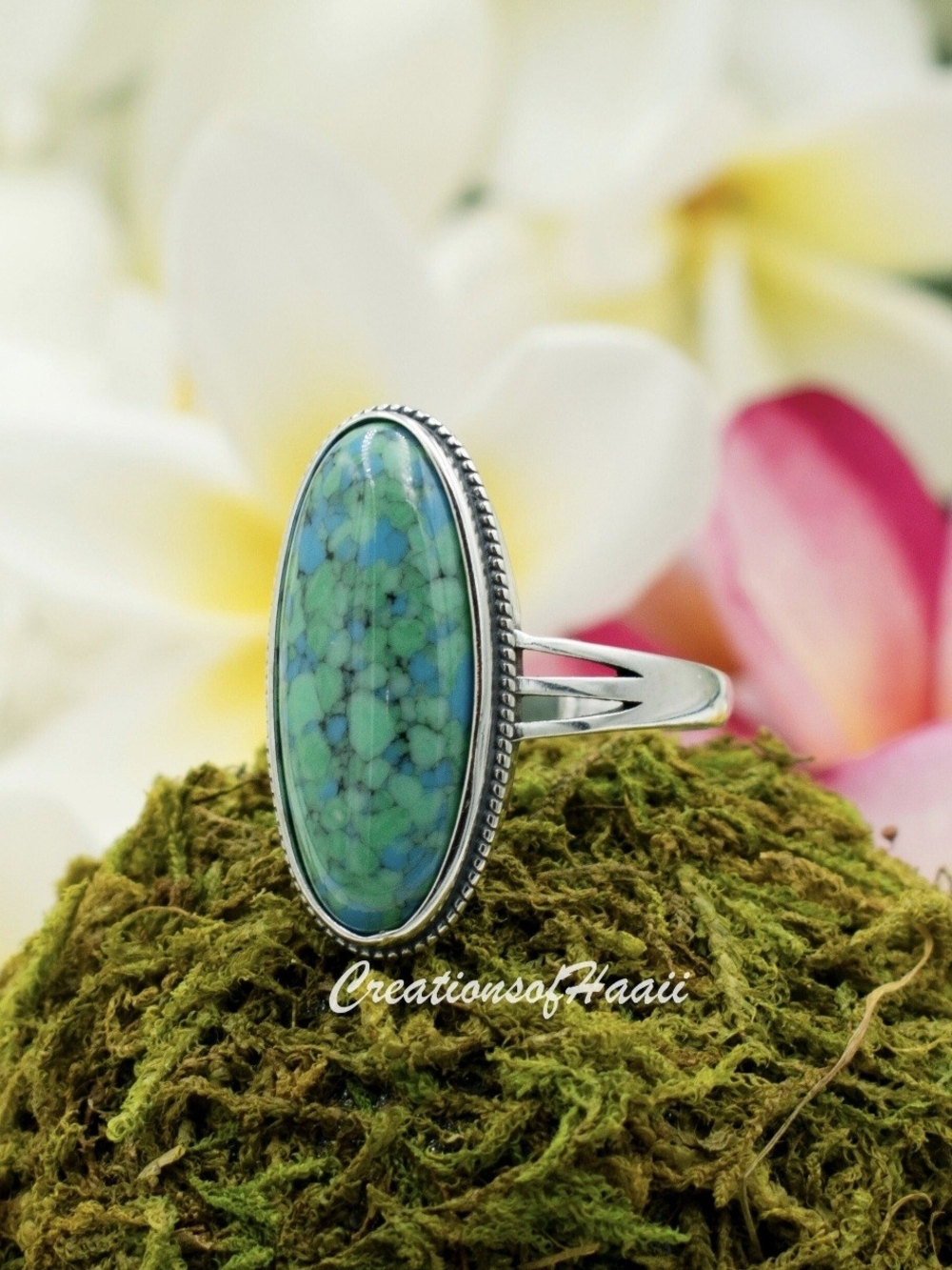 Turquoise Oval Sterling Ring Size 8